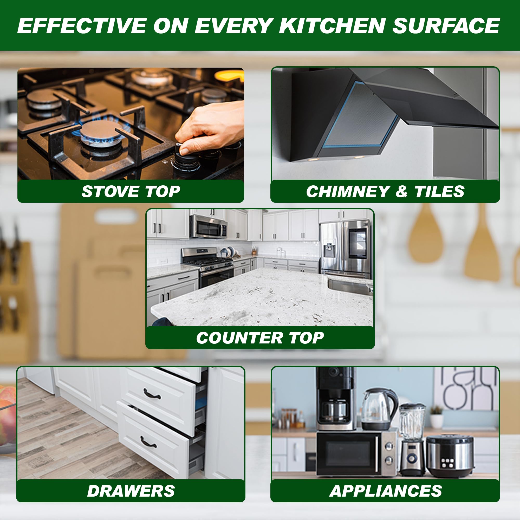 Quiclean All New Kitchen Cleaner & Degreaser Spray 500ml - Powerful Oil & Grease Stain Remover for Stove, Countertop, Tiles, Chimney & Exhaust Fan | Safe for All Kitchen Surfaces | Ideal for Daily Cleaning & Tough Stain Removal (Pack of 1)