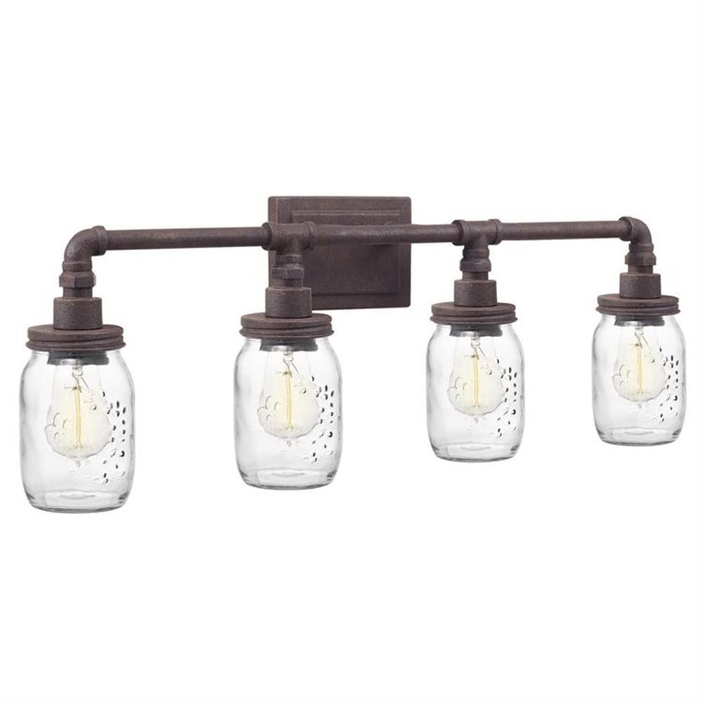 4-Light Transitional Vanity Light Fixture - Rustic Black Finish Bathroom Lighting for Mirror - Perfect for Modern Farmhouse & Traditional Bathroom Decor