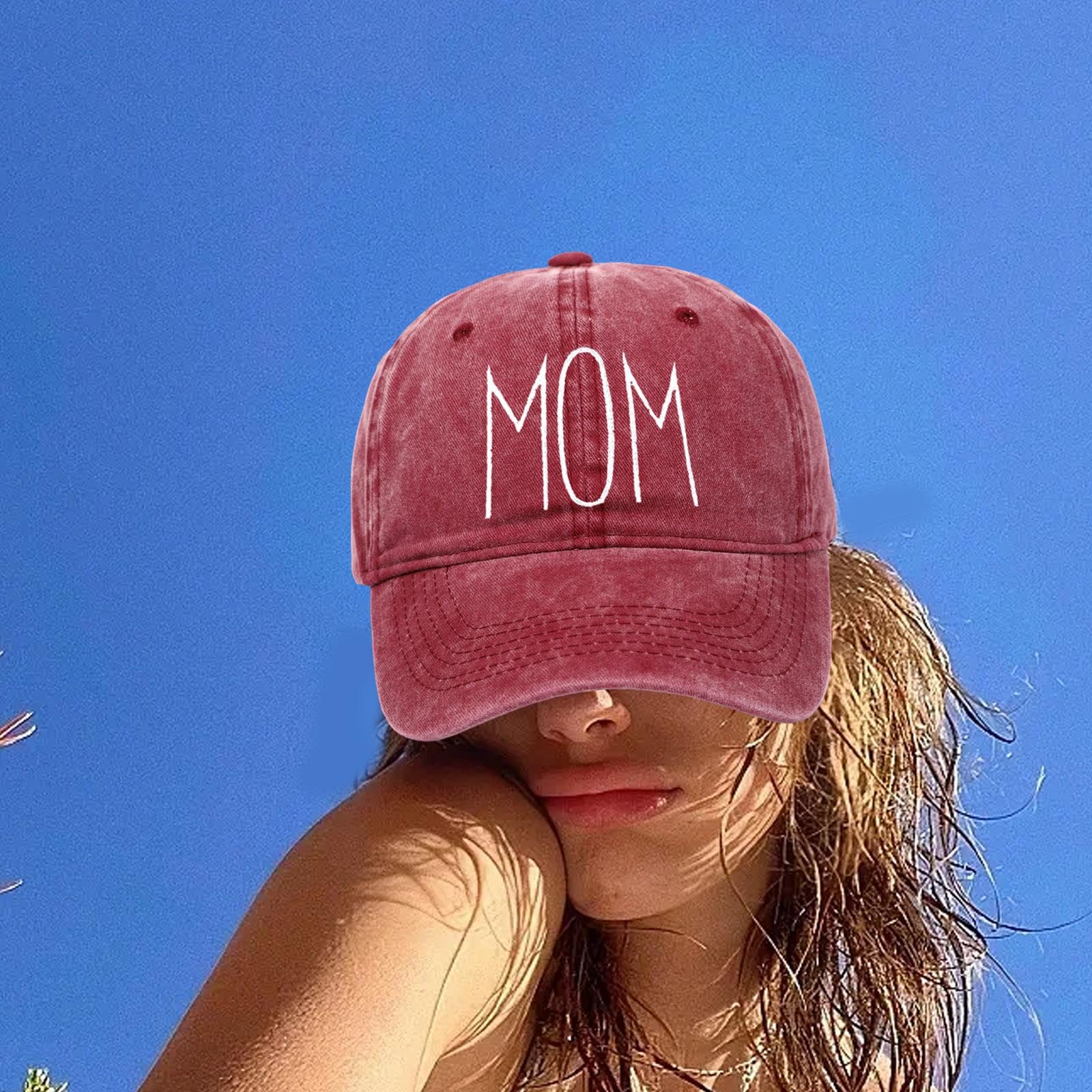 Baoblaze Embroidered Baseball Cap for Mom - Adjustable Distressed Women's Baseball Hat - Perfect for Outdoor Adventures, Mother's Day Gifts & Family Outings