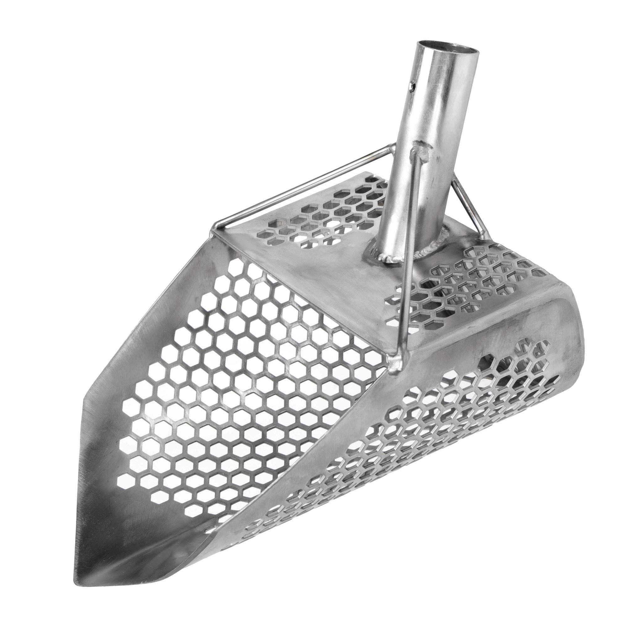 Orca 11.5 x 8 Stainless Steel Beach Sand Scoop with 10mm Hex - Carbon Fiber Metal Detecting Tool with Light & Adjustable Handle - Perfect for Treasure Hunting, Beach Combing & Outdoor Adventures