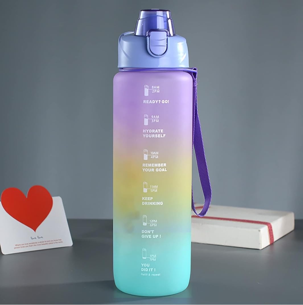 RP_MB_Multi_001 Motivational Water Bottle - 32oz BPA-Free Leak Proof Sports Bottle with Inspirational Quotes for Gym, College, School & Travel - Perfect for Workouts, Hiking & Daily Hydration