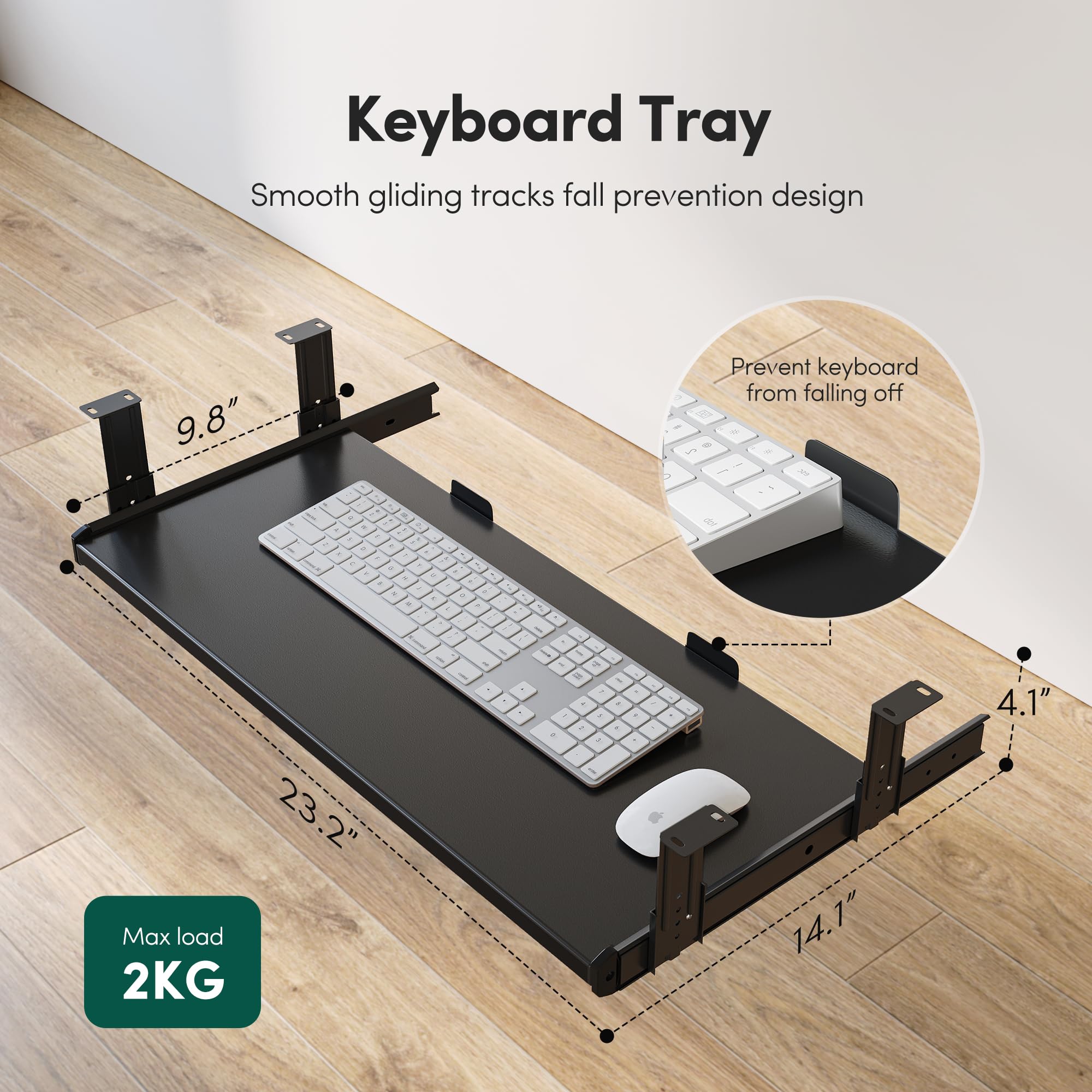 FEZIBO 48 x 24 Inches Electric Height Adjustable Standing Desk with Keyboard Tray - Sit Stand Office Desk for Home & Workspace, Black - Perfect for Remote Work, Gaming & Ergonomic Computer Setup