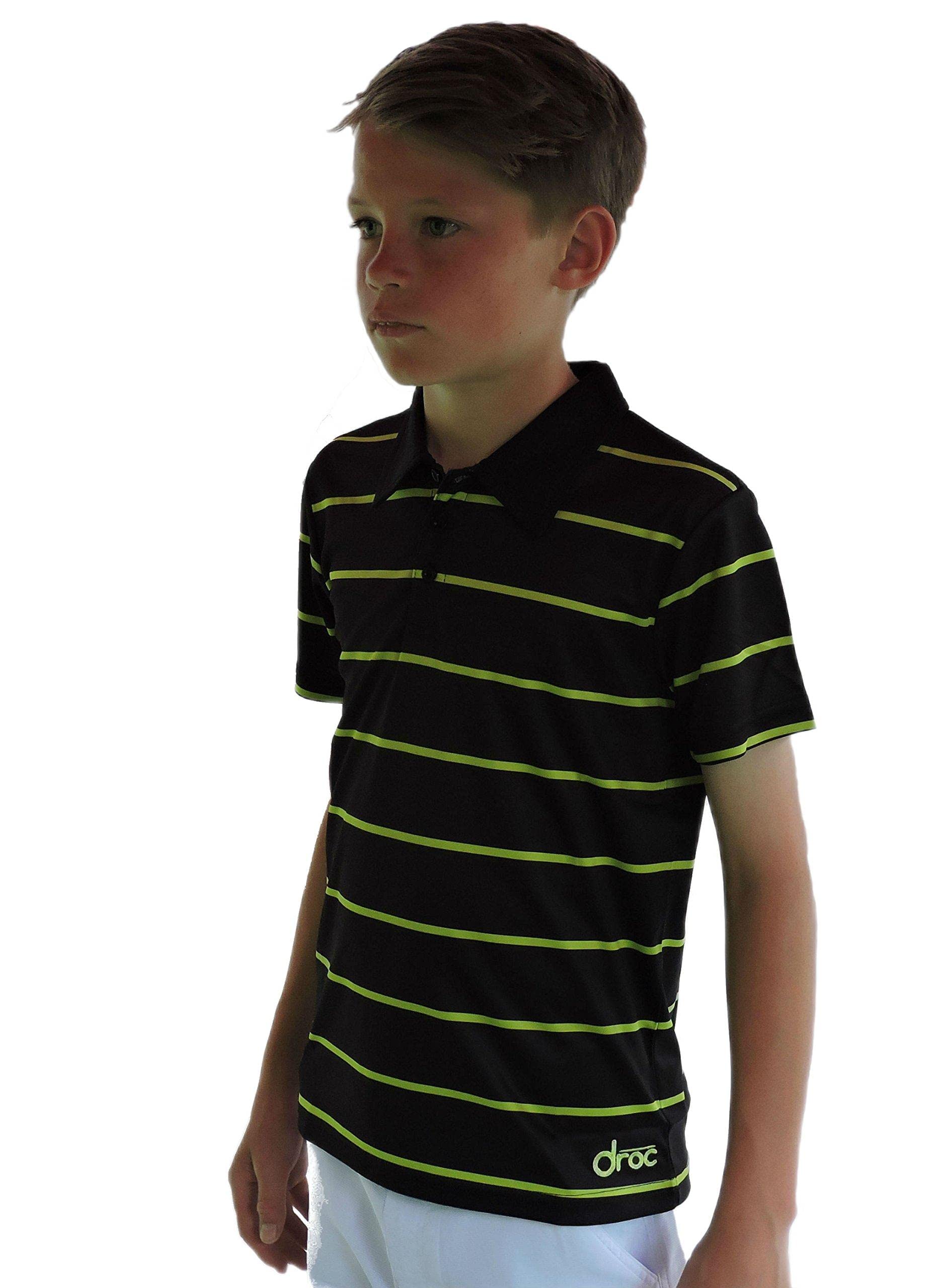 Droc - Noa Boys Black and Lime Stripe Polo Shirt for Kids | Stylish Cotton Blend Short Sleeve Shirt | Perfect for School, Playdates & Casual Outings