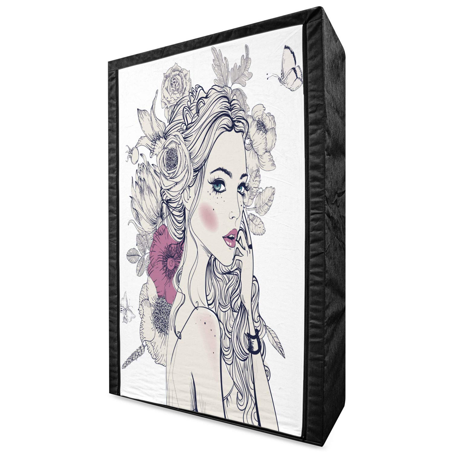 Ambesonne Floral Portable Fabric Wardrobe - 42.5