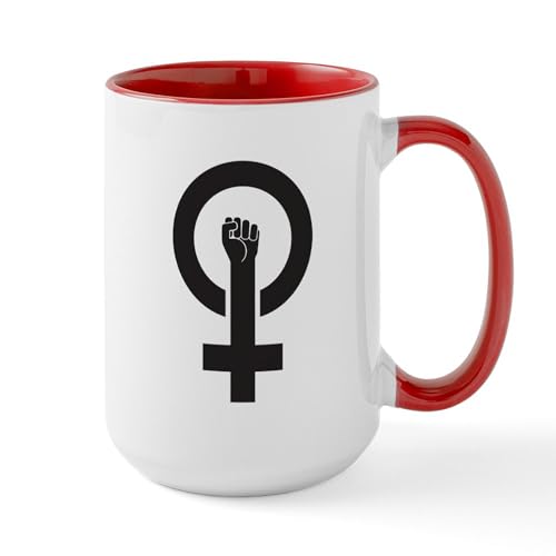 White/Red Inside - Feminist Power Large Mug