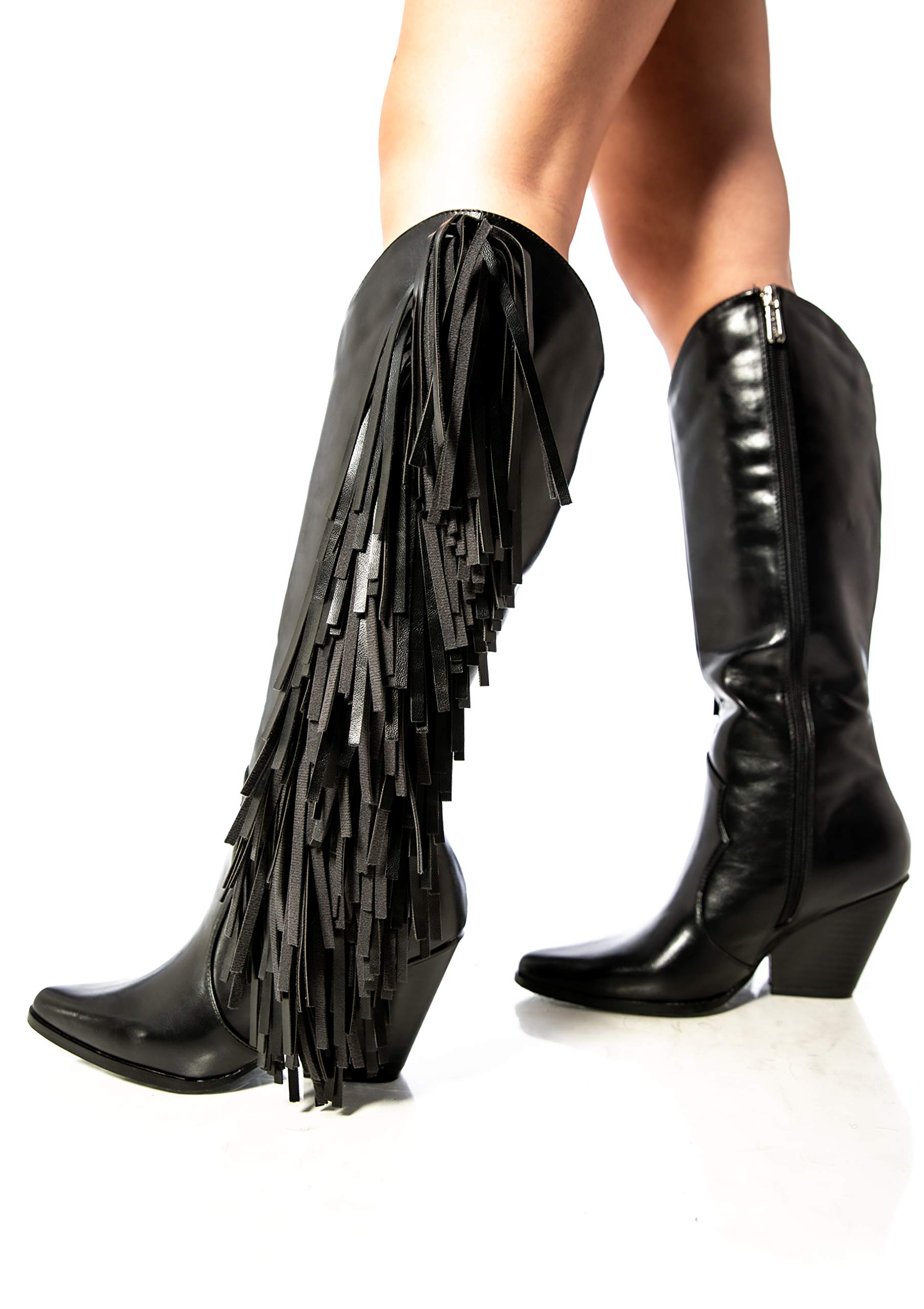 Cape Robbin Women's Cowtown Cowboy Mid Calf Boots - Western Cowgirl Boots with Chunky Block Heels for Country Dancing, Rodeo & Fashion Outfits