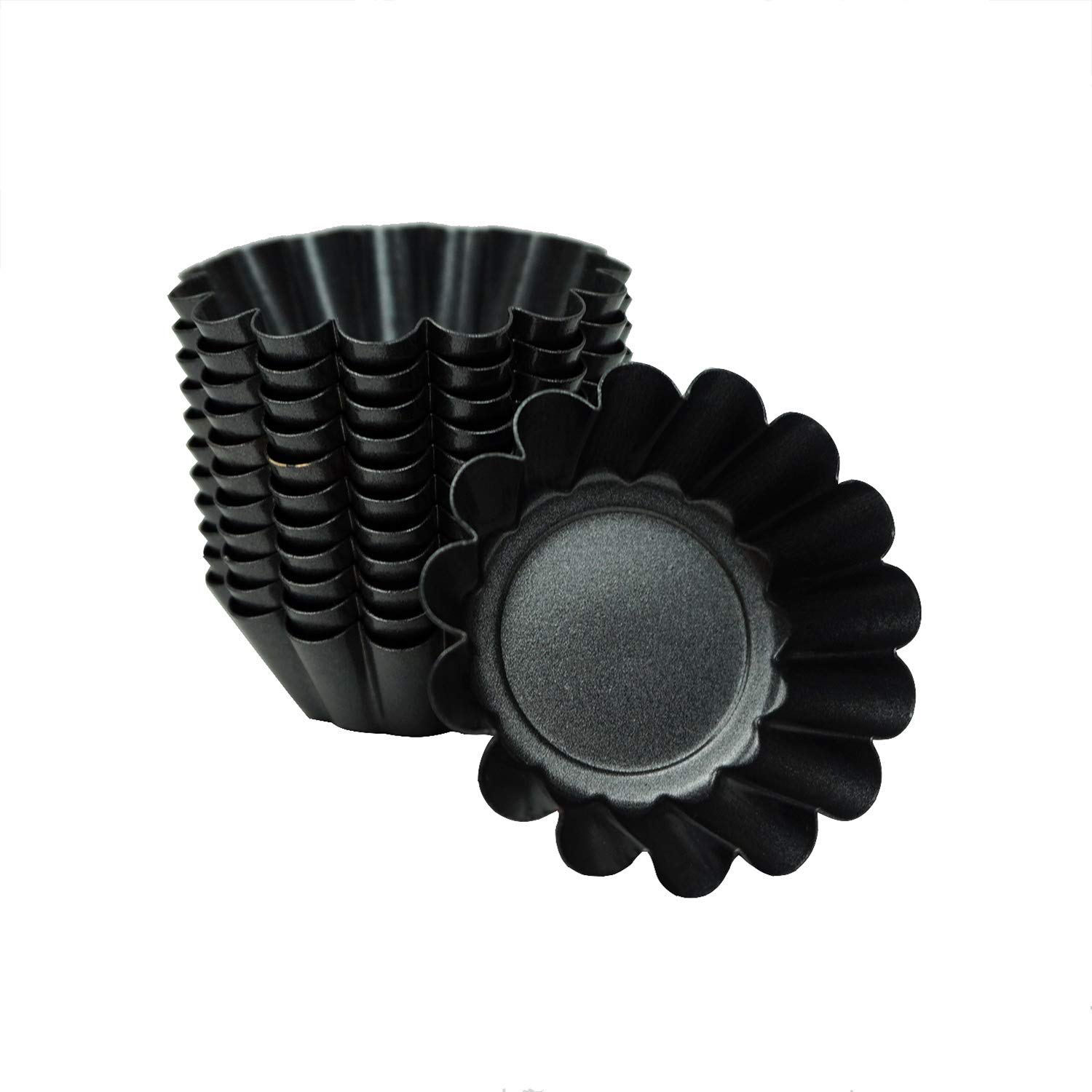 12-Pack Non-Stick Carbon Steel Mini Egg Tart Pans - 2.6
