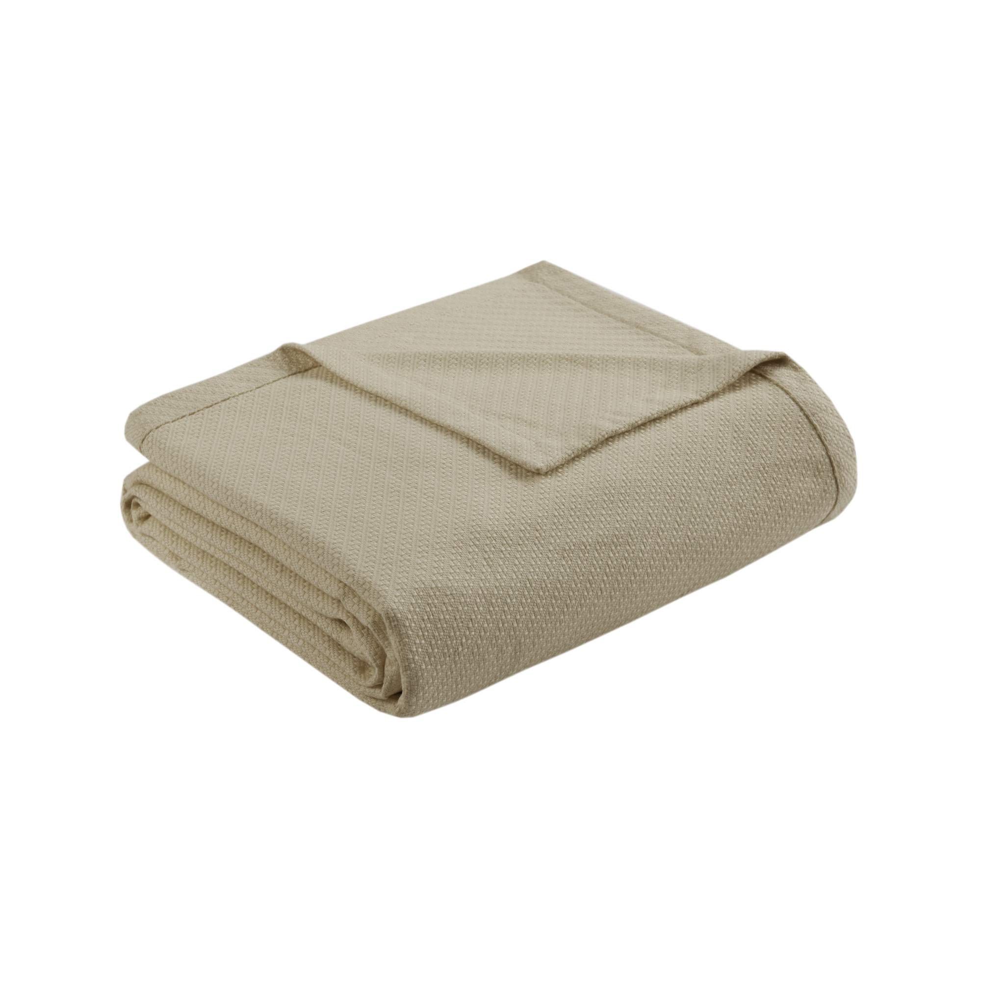 Madison Park BL51N-0675 Premium Soft 100% Ring Spun Cotton Luxury Blanket - Ultra Cozy Twin Size for Bed, Couch & Sofa - Breathable & Lightweight Linen Blanket for All-Season Comfort, Home Decor & Gift Giving