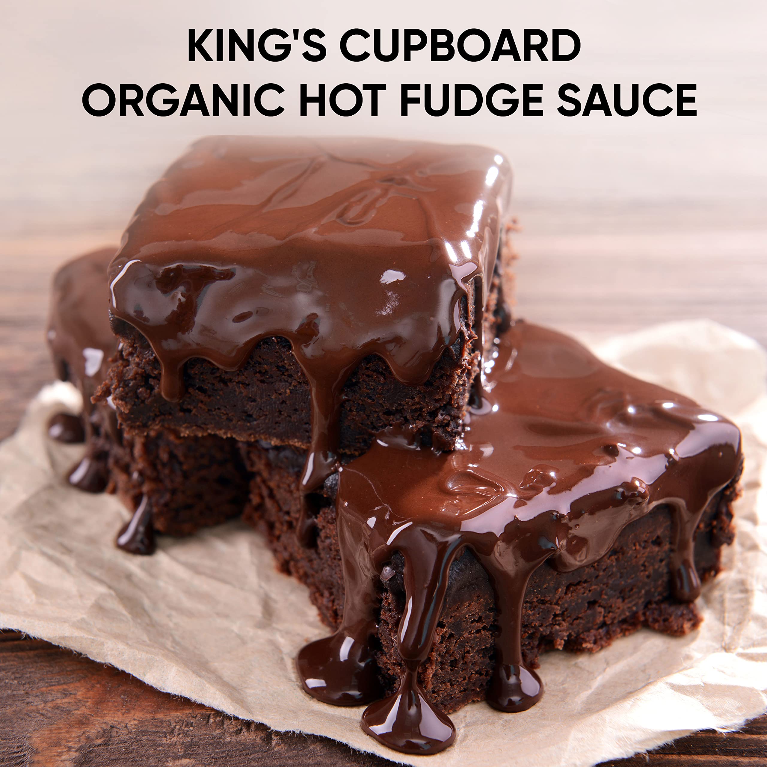 Organic Hot Fudge Sauce by King's Cupboard - Premium Chocolate Topping for Ice Cream, Desserts, Coffee, Baking & Fondue | Gluten-Free, Kosher, All Natural | 7.2 oz (Pack of 12) | Perfect for Family Gatherings, Movie Nights & Holiday Treats