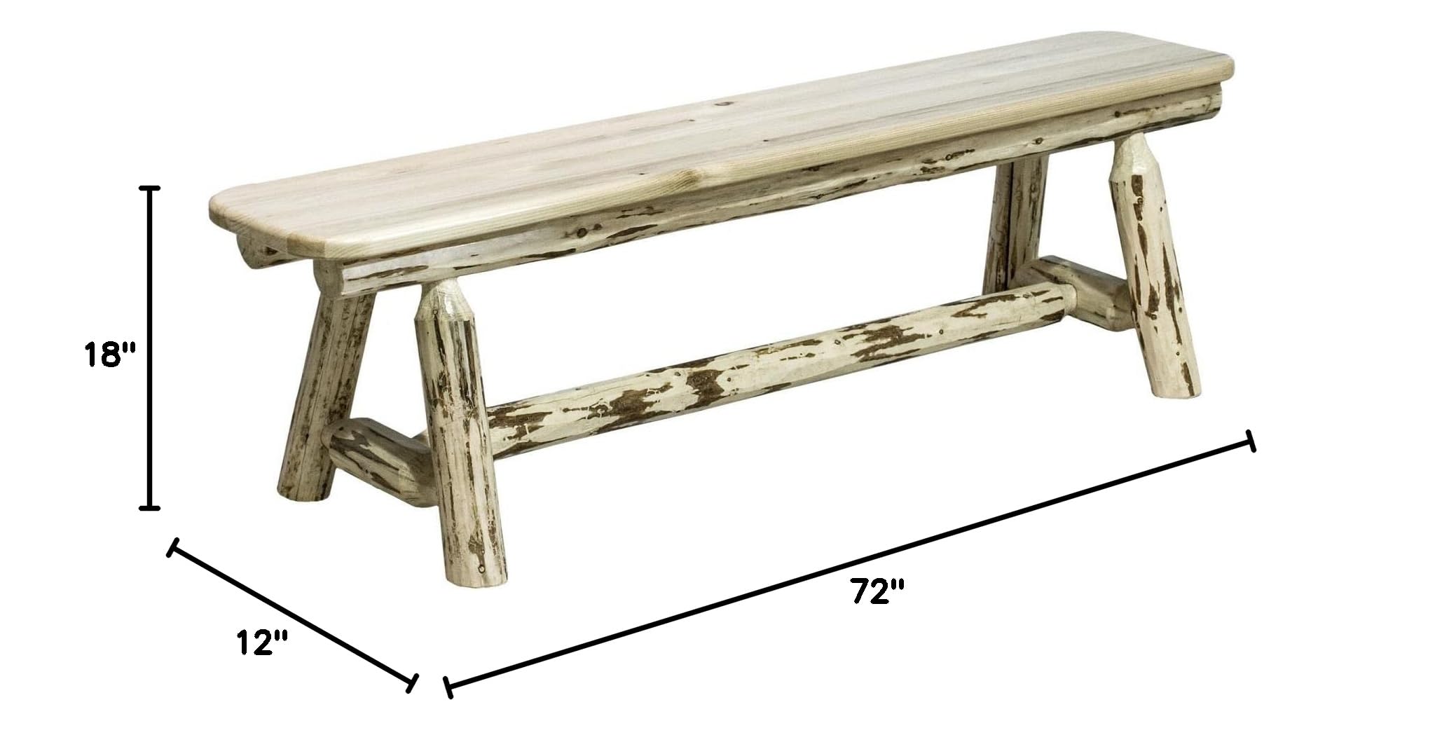 Handcrafted 6-Foot Solid Wood Log Bench - Rustic Outdoor & Indoor Furniture for Patio, Garden, or Cabin Decor