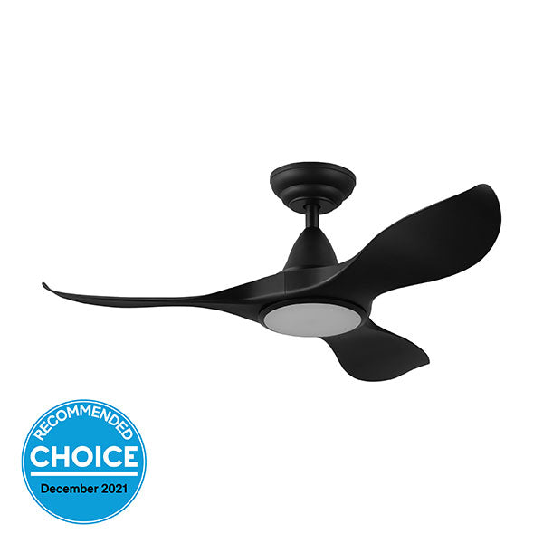 Eglo Noosa 40-inch (101cm) DC Ceiling Fan with 18W LED CCT Light in Black - Energy Efficient Quiet Cooling for Living Room, Bedroom & Outdoor Spaces