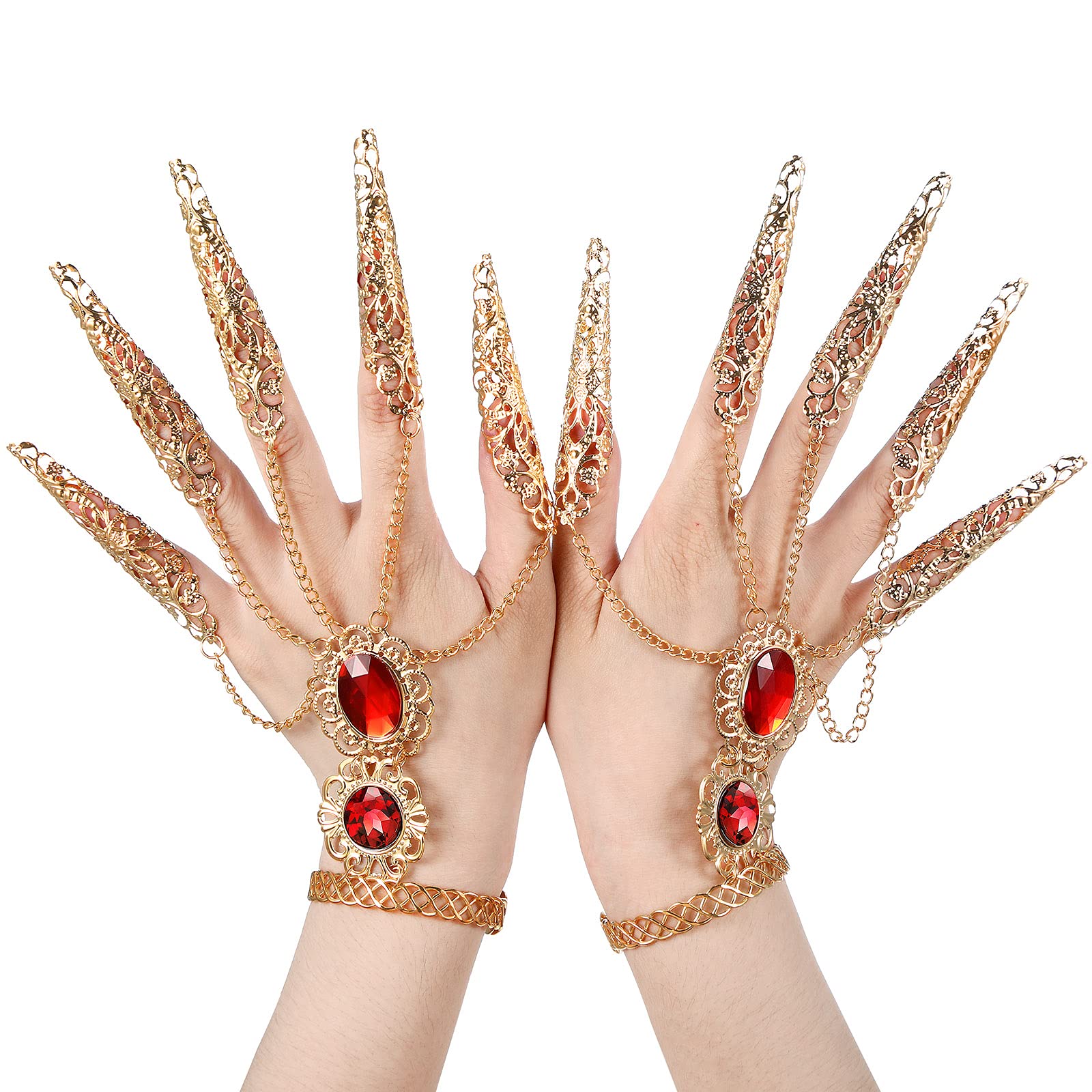 Maitys 2-Piece Gold Belly Dance Bracelets Set - Acrylic Inlaid Egyptian Gypsy Style Jewelry for Women | Perfect for Halloween Costume, Dance Performances & Boho Fashion Accessories