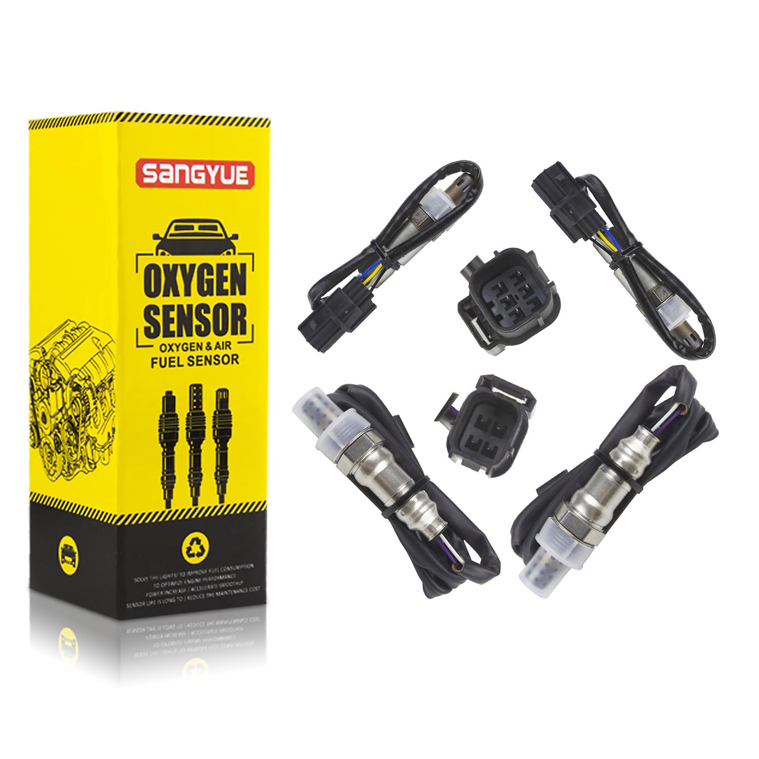 4PCS Oxygen O2 Sensor Upstream & Downstream Compatible with 2008-2012 Honda Accord 3.5L (Non Calif-ESV) - Improve Engine Performance & Fuel Efficiency for Smoother Driving