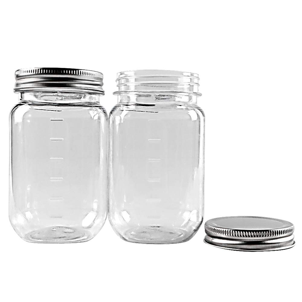 Novelinks 16oz Clear Plastic Jars with Screw-On Lids - 20 Pack BPA-Free Refillable Round Containers for Slime, Kitchen & Household Storage - Perfect for DIY Crafts, Food Storage, and Organization