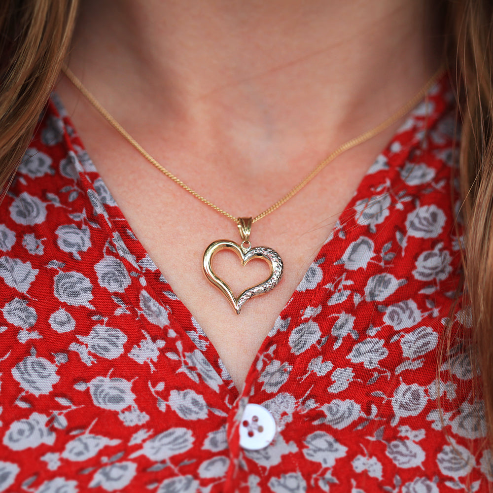 9ct Yellow Gold & White Gold Elegant Pendant Necklace for Women - Perfect for Gifts, Anniversaries & Special Occasions
