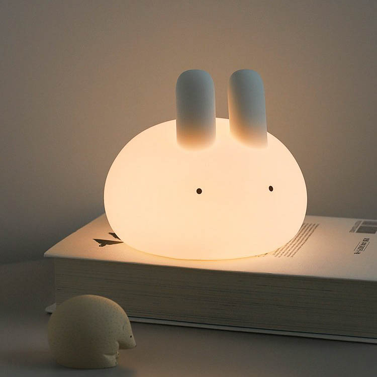 DESIGNSTUFF White Lapin Rabbit Night Light - Cute Nursery Lamp for Kids Room, Bedside Table, Baby Shower Gift & Cozy Bedroom Decor