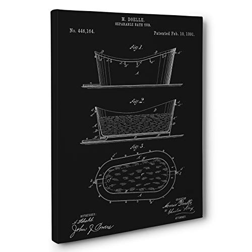 Canvas Wall Art for Bathroom Decor - Waterproof & Stylish Bathtub Patent Print - Perfect for Home, Spa, and Relaxation Spaces