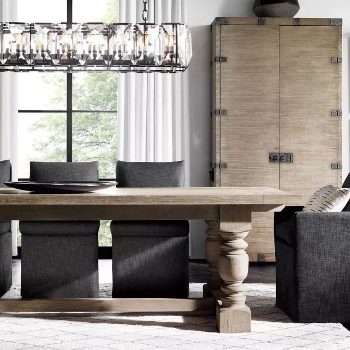 Aubrey Crystal Rectangular Chandelier - 74 Inch Modern Luxury Ceiling Light Fixture for Dining Room, Living Room & Bedroom