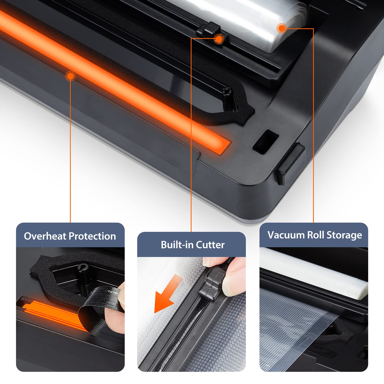 INKBIRD Automatic Vacuum Sealer Machine with Starter Kit & Seal Bags - Food Preservation System for Dry, Moist, Pulse & Canister Modes - Built-in Cutter & Roll Bag Storage - Perfect for Meal Prep, Sous Vide, Freezing & Long-Term Food Storage