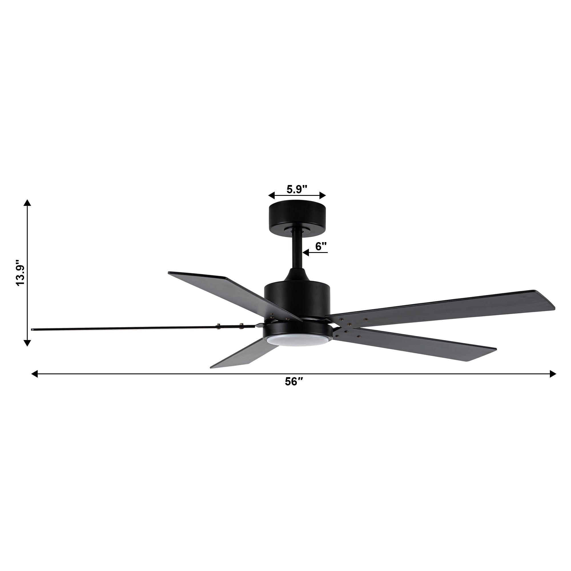 Vaczon 56 Inch DC Motor Ceiling Fan with Remote Control, LED Light Kit - Energy Efficient Quiet Operation for Living Room, Bedroom, Office