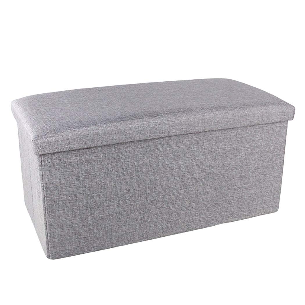 DPPAN Storage Ottoman Stool Bench - Gray Cloth Storage Chest, Footrest Seat Stool for Bedroom & Living Room (40x25x25cm) - Perfect for Hat Boxes, Blankets, and Home Organization