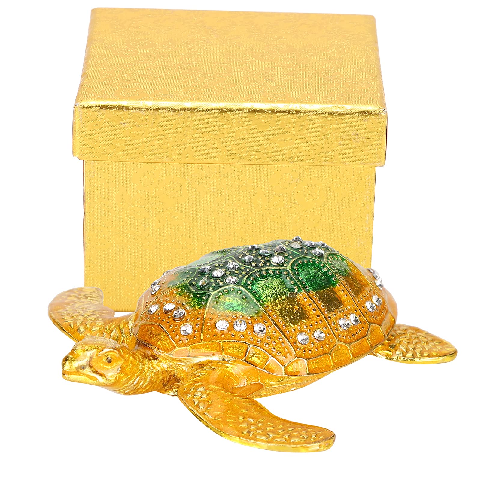 Hztyyier Sea Turtle Jewelry Box - Decorative Hinged Trinket Box for Necklaces & Rings, Unique Gift for Women & Family (Perfect for Beach-Themed Decor & Jewelry Storage)
