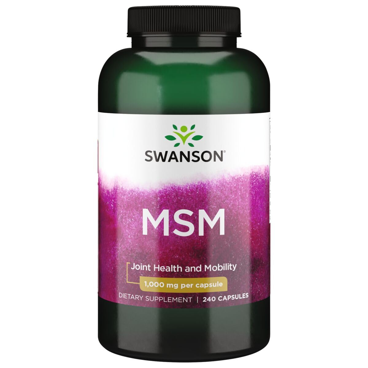 Swanson MSM 1000mg - 240 Capsules for Joint Health & Mobility Support, Promotes Connective Tissue, Cartilage & Collagen Health - Ideal for Active Lifestyles, Fitness Enthusiasts & Hair Growth Support
