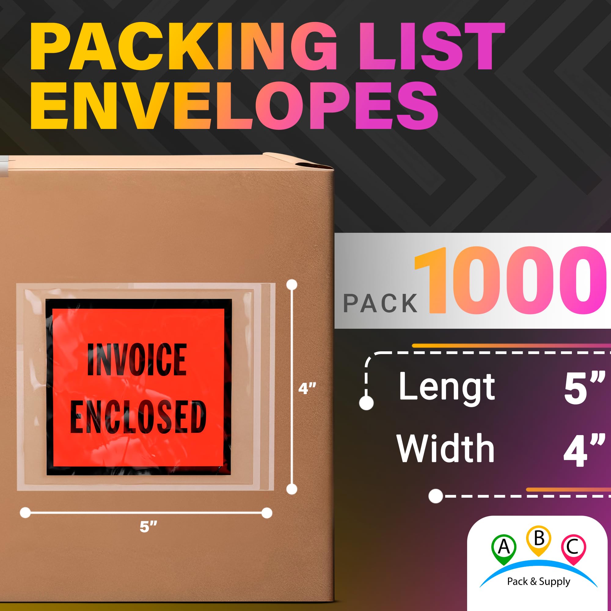 1000 Pack 4x5 Inch Clear, Red & Black Self-Seal Packing Slip Envelopes - 2 Mil Polyethylene Pouches for Shipping, Invoices & Packing Lists - Ideal for Ecommerce, Retail & Warehouse Organization
