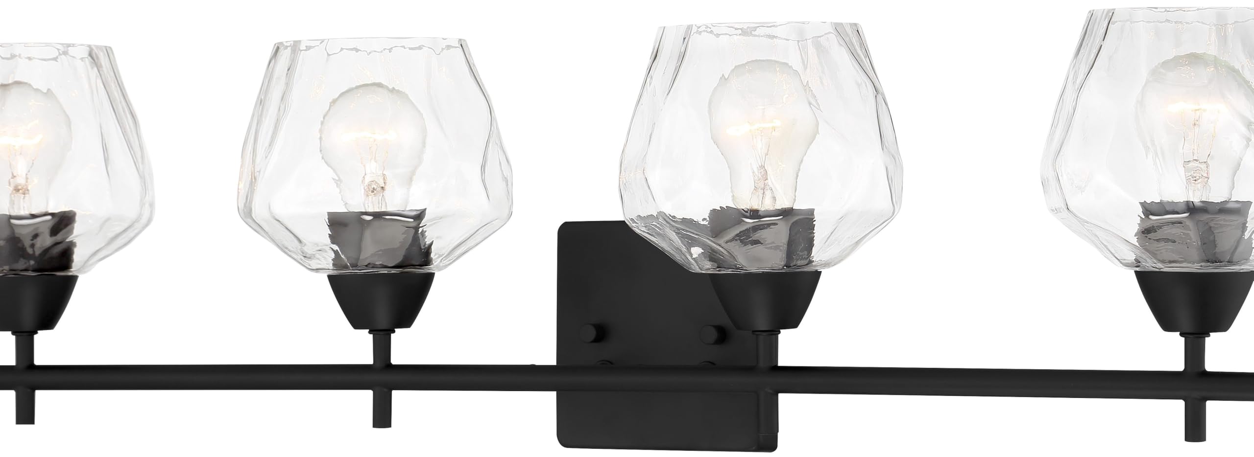 Minka Lavery 3174-66A Camrin 4-Light Bathroom Vanity Light Fixture - Clear Waving Glass Shades, Wall Mounted, 240W, 8
