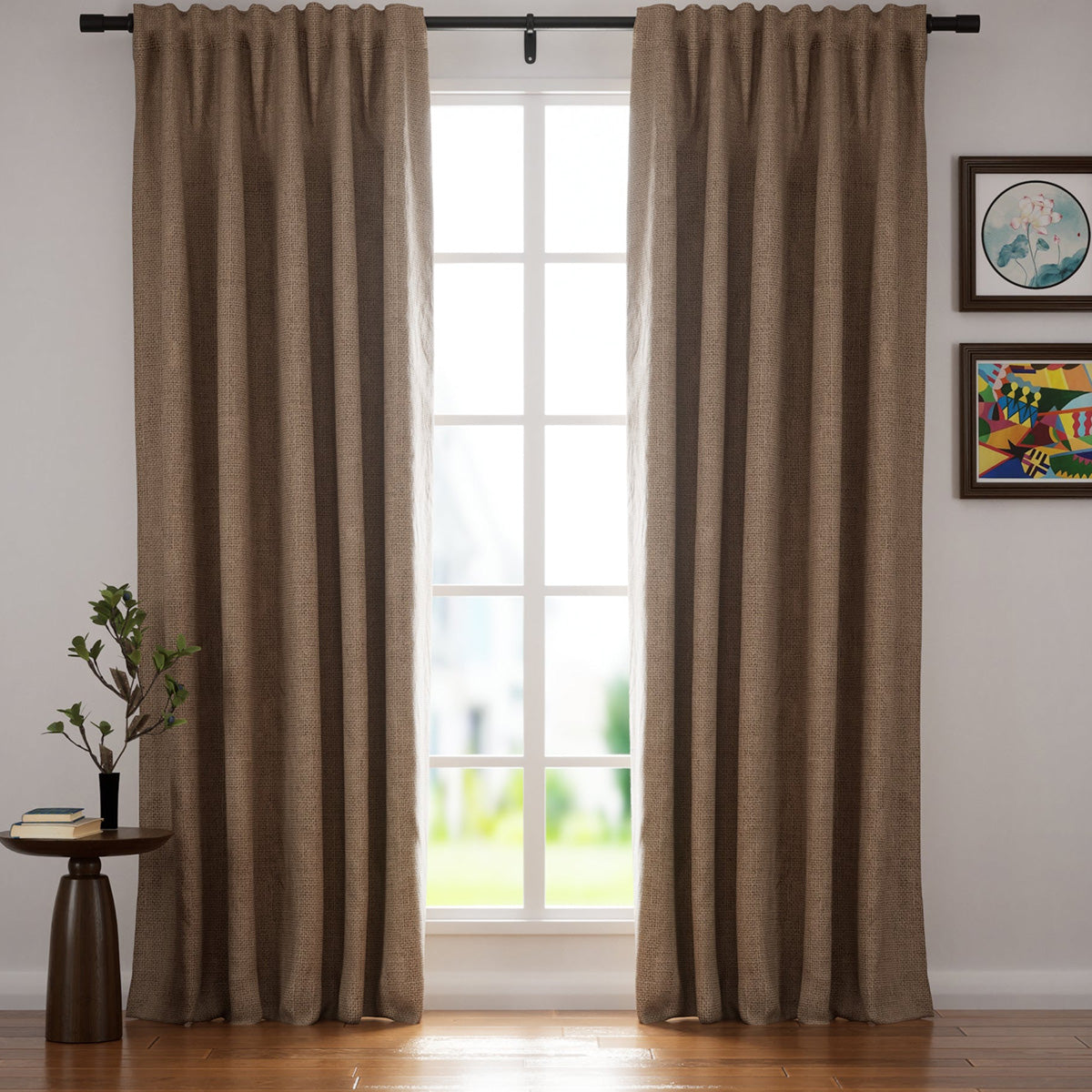 Organic Natural Blackout Curtains - Cinnabar Red Villa Linen Drapes with Soft Top Back Tab | Custom Window Treatments for Bedroom & Living Room | Light Blocking Thermal Insulated Curtain Panels