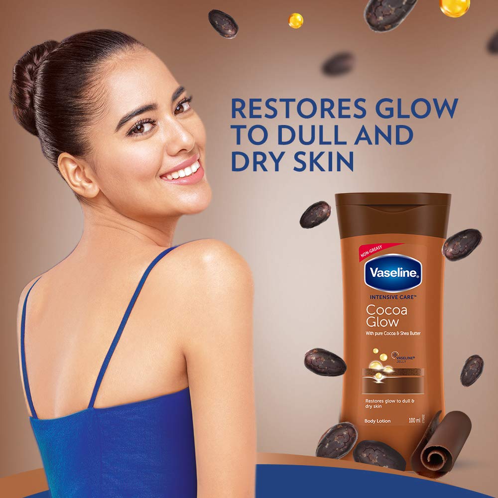 Vaseline Total Moisture Cocoa Glow Body Lotion 100ml - Deep Hydration & Nourishing for Dry Skin - Perfect for Daily Moisturizing & Winter Skin Care