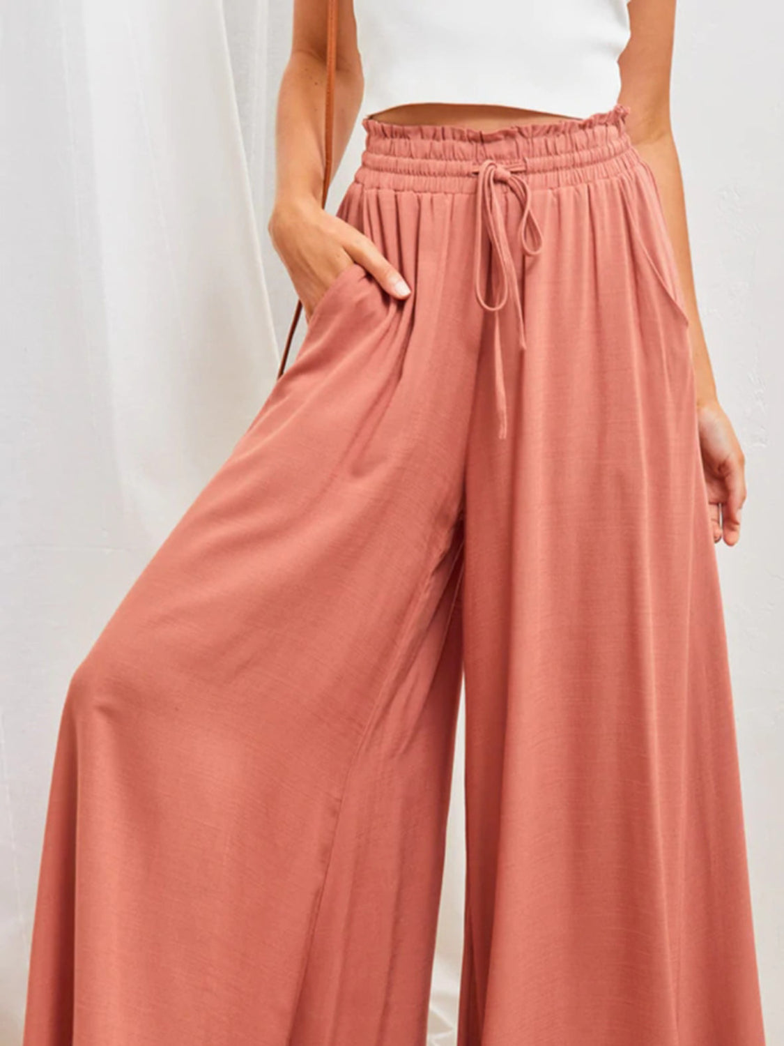 High Waist Wide Leg Resort Pants for Women - Comfortable Beach Vacation Trousers with Pockets | Perfect for Tropical Getaways, Summer Travel & Lounge Wear