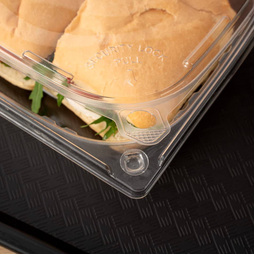Restaurantware Tamper Tek 24oz (100 Pack) Clear Plastic Take Out Containers with Hinged Lid - Tamper-Evident, Freezable, Disposable Meal Prep Containers for Deli, Lunches, Catering & Food Storage