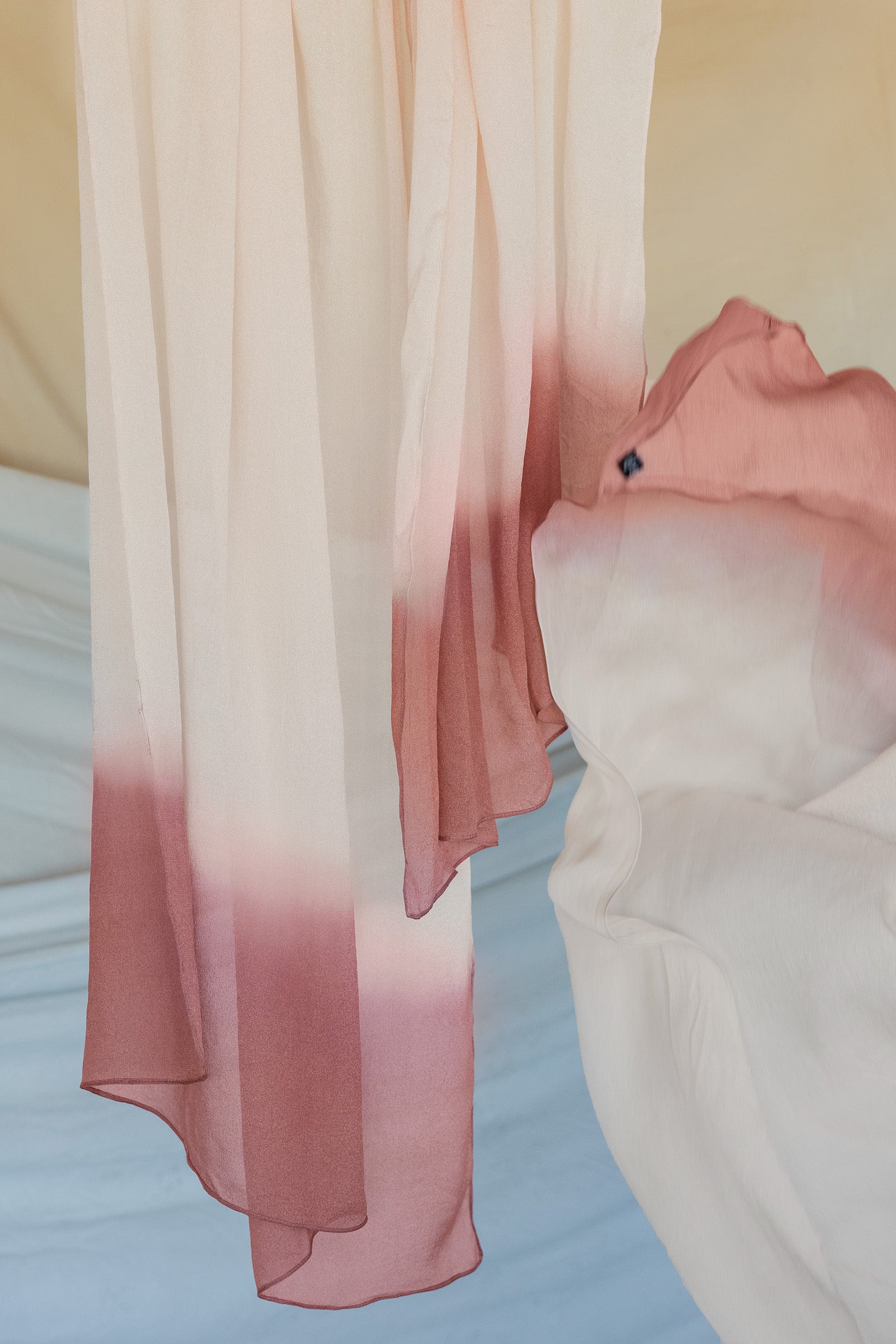 Blush Ombre Silk Chiffon Fabric - Soft Flowy Material for Dresses, Scarves & DIY Fashion Projects - Perfect for Evening Gowns, Bridal Wear & Home Decor