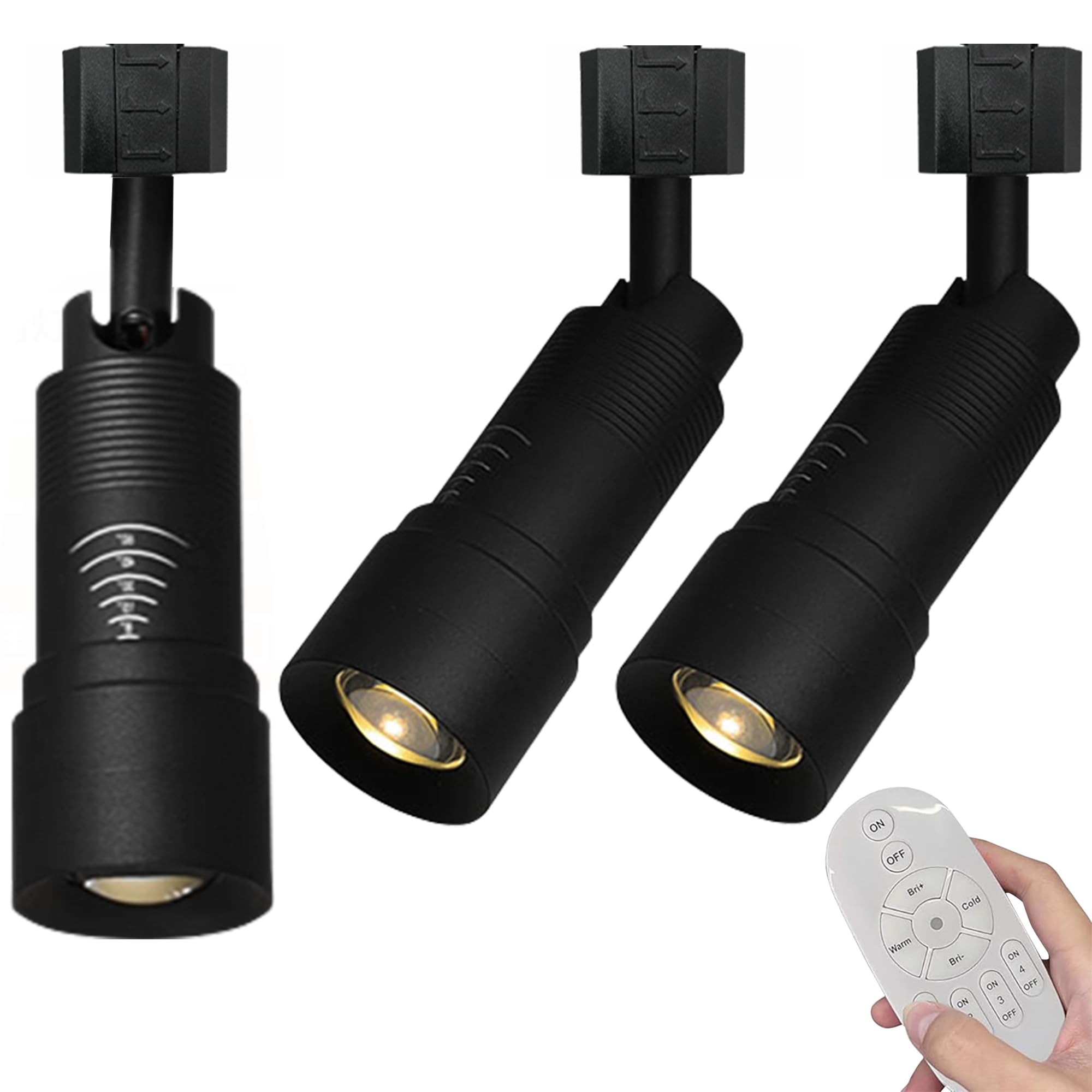 H Type Track Lighting Kit - 3 Pack Black Ceiling Spotlights with Remote Control, Stepless Dimming & Color Changing, Adjustable Mini Lights for Kitchen Island, Accent Wall, Task Lighting (Perfect for Home, Restaurant, Retail Display)