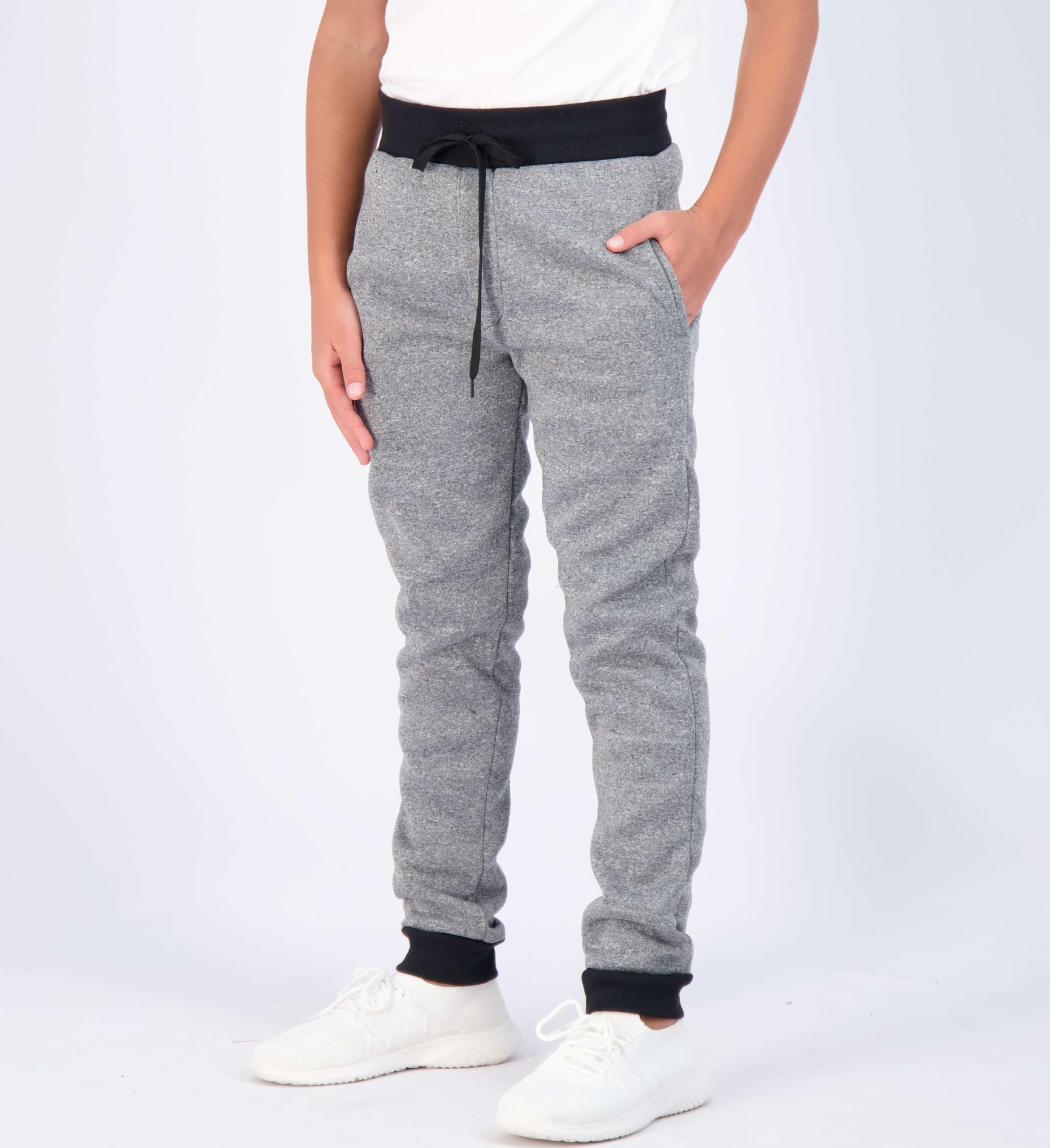 Real Essentials 3 Pack Boys Cotton Active Fleece Jogger Sweatpants - Soft Comfortable Athletic Pants for Kids, Toddler & Youth - Perfect for School, Playground & Outdoor Activities