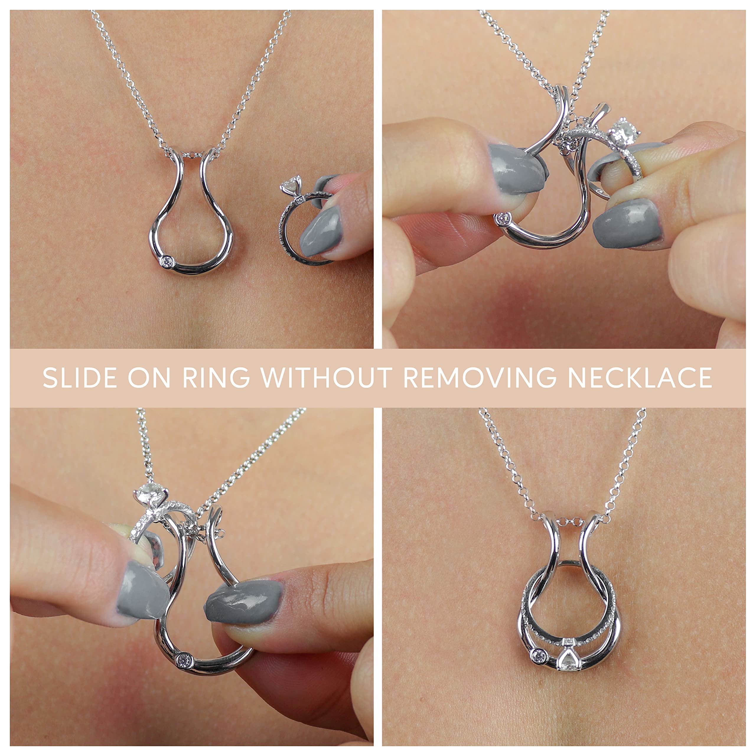 Sterling Silver Ring Holder Necklace for Women & Men - Wedding Ring Keeper Jewelry for Wife, Nurse, Doctor - Elegant Ring Necklace for Everyday Wear, Date Night & Special Occasions