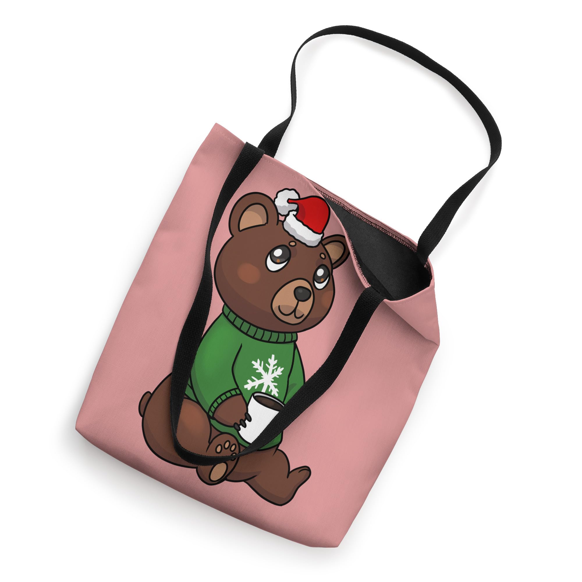 Christmas Bear Tote Bag - Cute Holiday Gift & Shopping Bag for Women - Perfect for Christmas Shopping, Gifts & Festive Outings