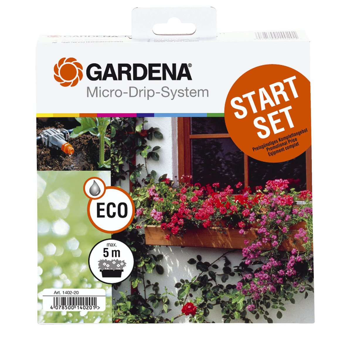 Gardena 1402-20 Starter Flower Boxes Micro-Drip-System - Automatic Watering Kit for Potted Plants, Balcony Gardens & Indoor Flowers - Efficient Irrigation Solution for Home Gardening
