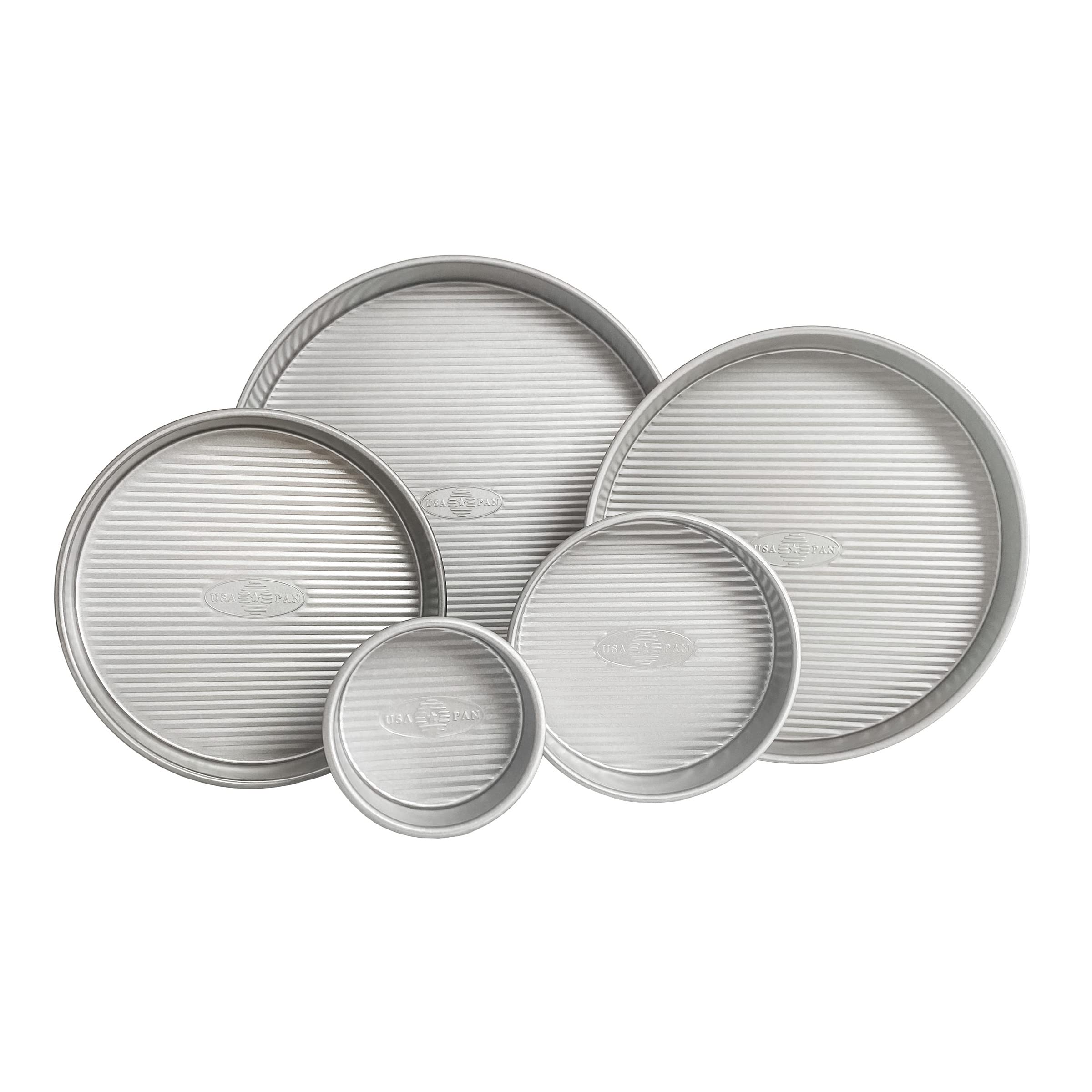 USA Pan Nonstick Round Cake Pan Set of 5 - Premium Tiered Baking Pans for Layer Cakes, Wedding Cakes & Birthday Cakes | Oven Safe & Easy Release