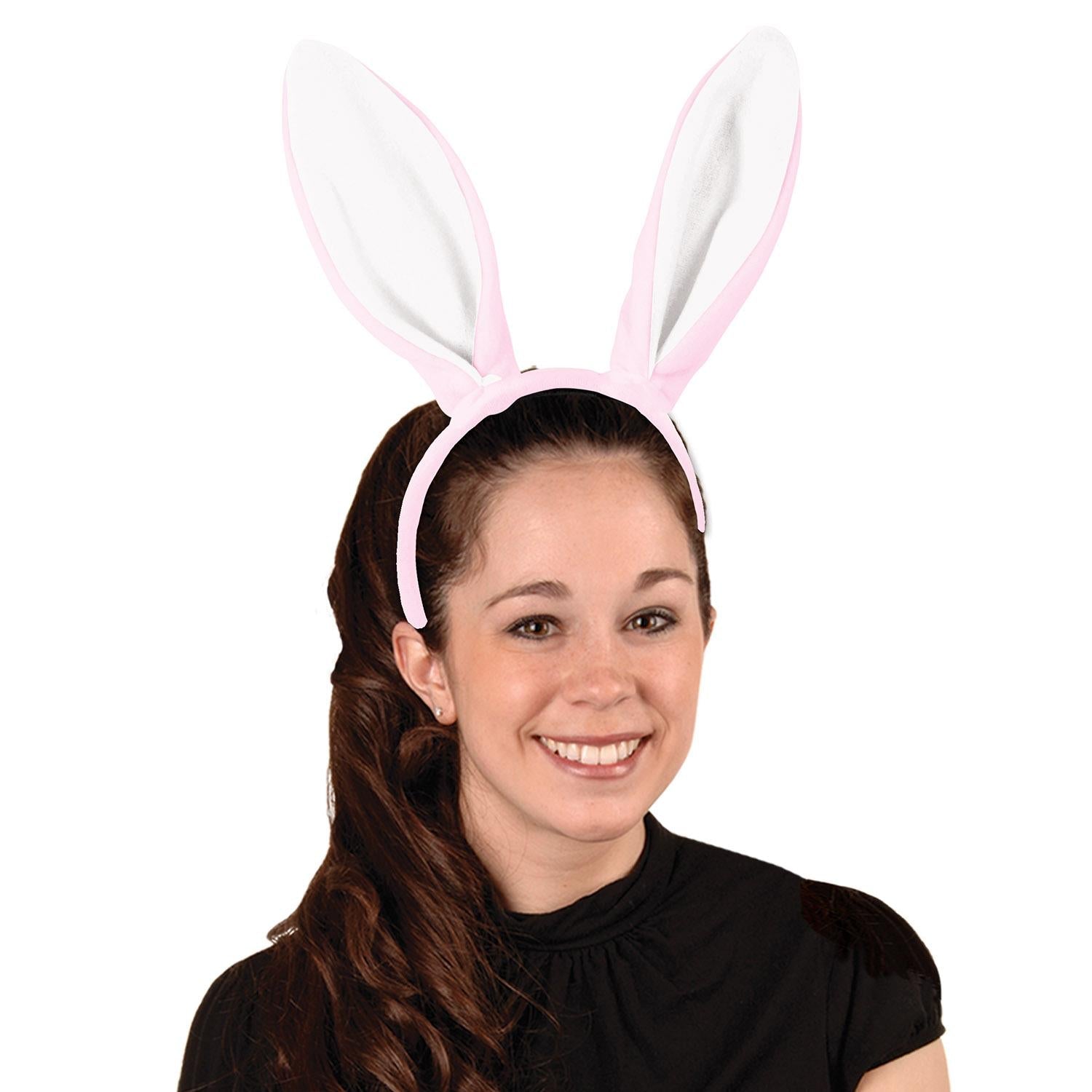 12 Pack Soft Touch Bunny Ears for Easter - Pink & White Bunny Headbands for Kids & Adults - Perfect for Easter Parties, Egg Hunts & Spring Celebrations