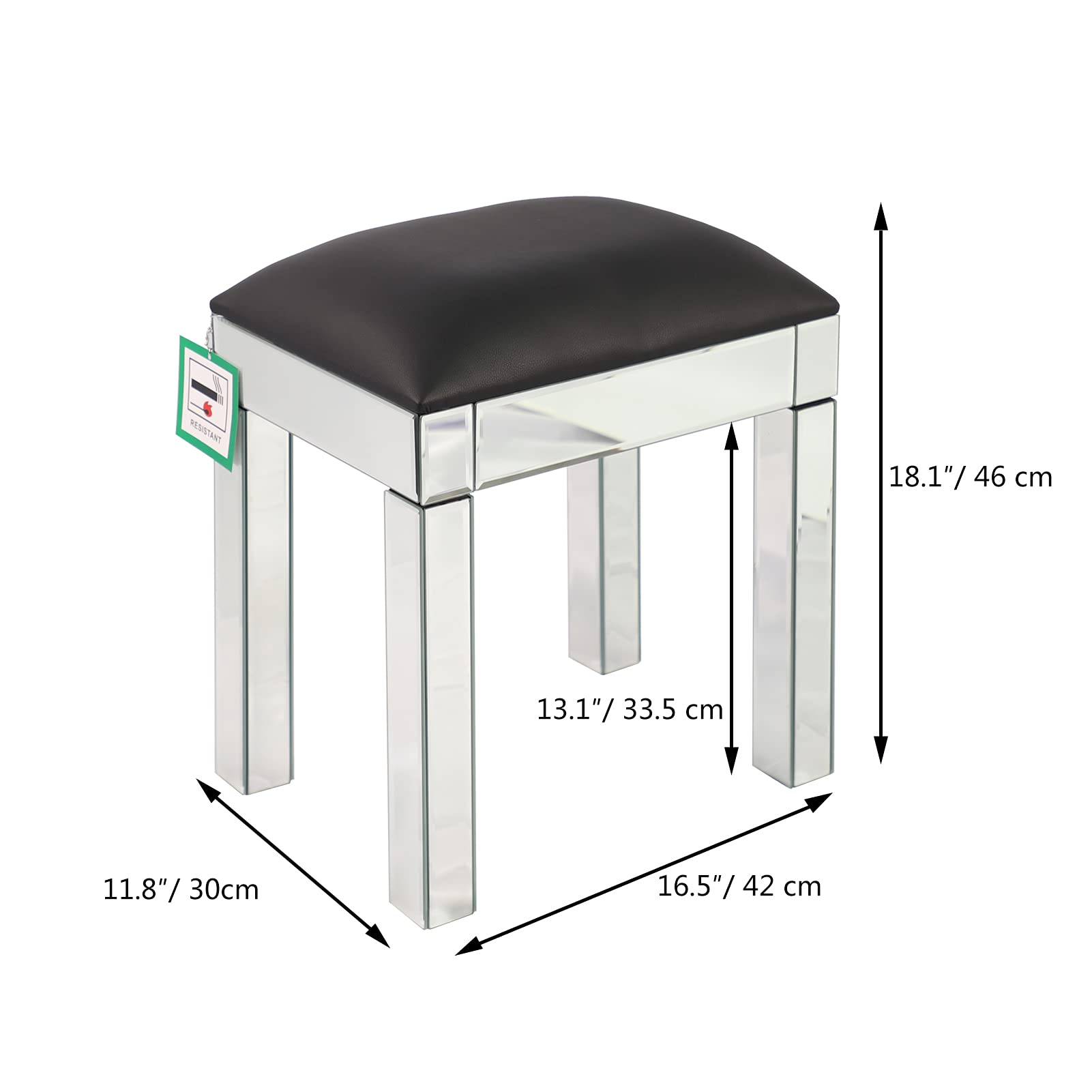 Yoglad Mirrored Night Stand with 3 Drawers - Silver Crystal Diamond Bedside Table for Bedroom, Storage Cabinet with Vanity Stool - Perfect for Small Spaces, Guest Rooms & Modern Bedroom Decor