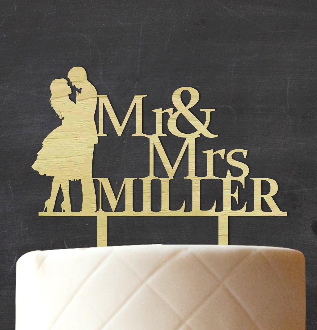 Custom Rustic Mr & Mrs Wedding Cake Topper - Personalized Name Cake Decoration (5-6 Inches Wide) for Wedding Cakes, Anniversary Cakes & Special Occasions