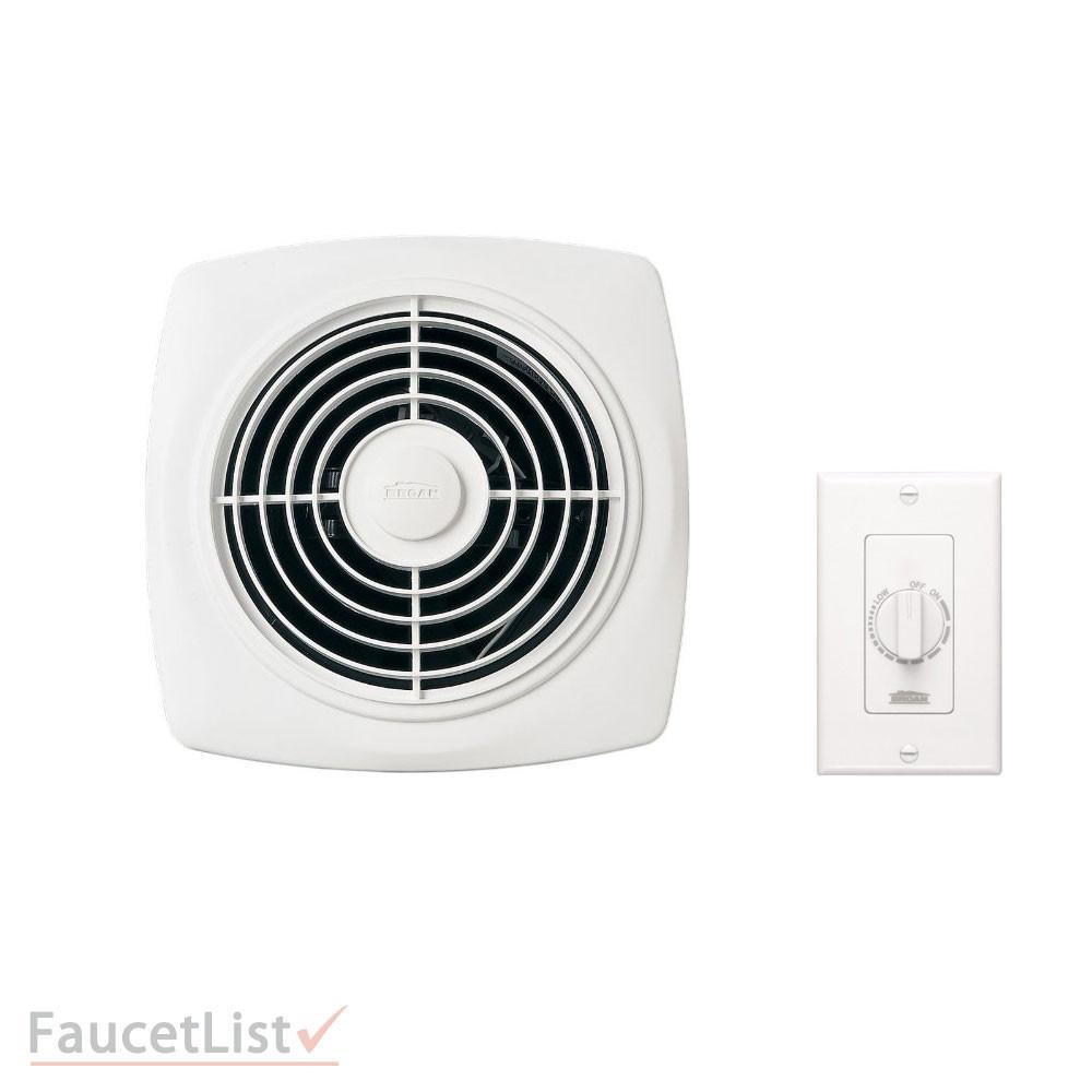 Broan 509 White Square 180 CFM High-Power Through Wall Mount Ventilation Exhaust Fan with Variable Speed Control - Perfect for Bathroom, Kitchen & Laundry Room Ventilation