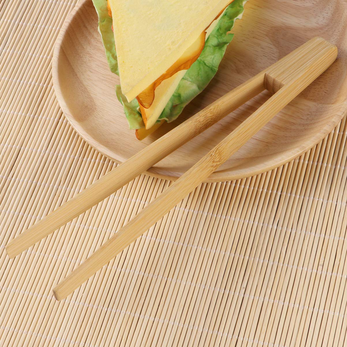 Bamboo Kitchen Tongs - Heat-Resistant Toaster & Cooking Tongs for Grilling, Baking, and Serving - Perfect for BBQ, Salad, and Hot Food Handling