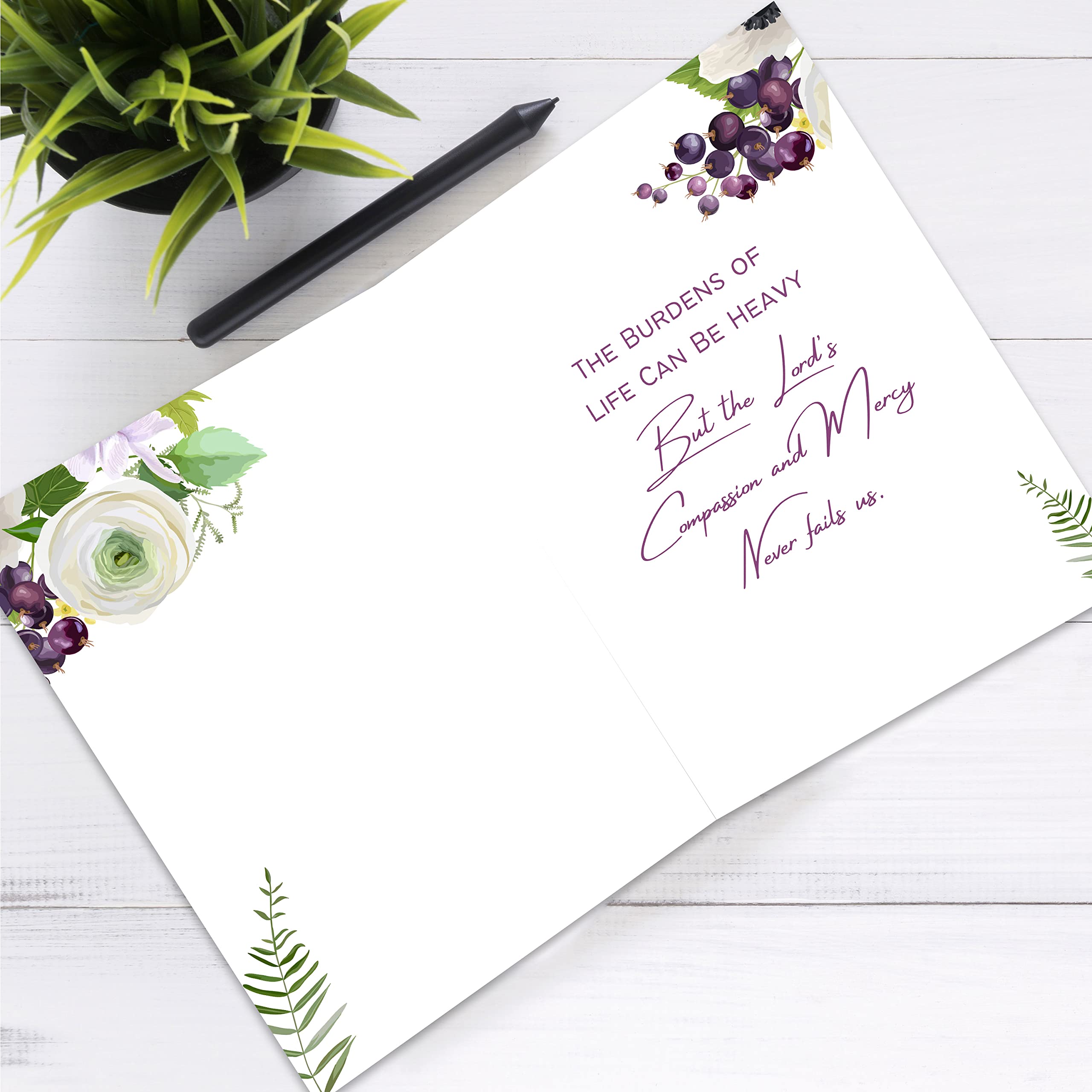 Christian Sympathy Card - Religious Get Well Soon Card with Encouraging Bible Verses for Loss & Grief (Single Card) - Perfect for Funeral, Hospital Visits & Comforting Loved Ones
