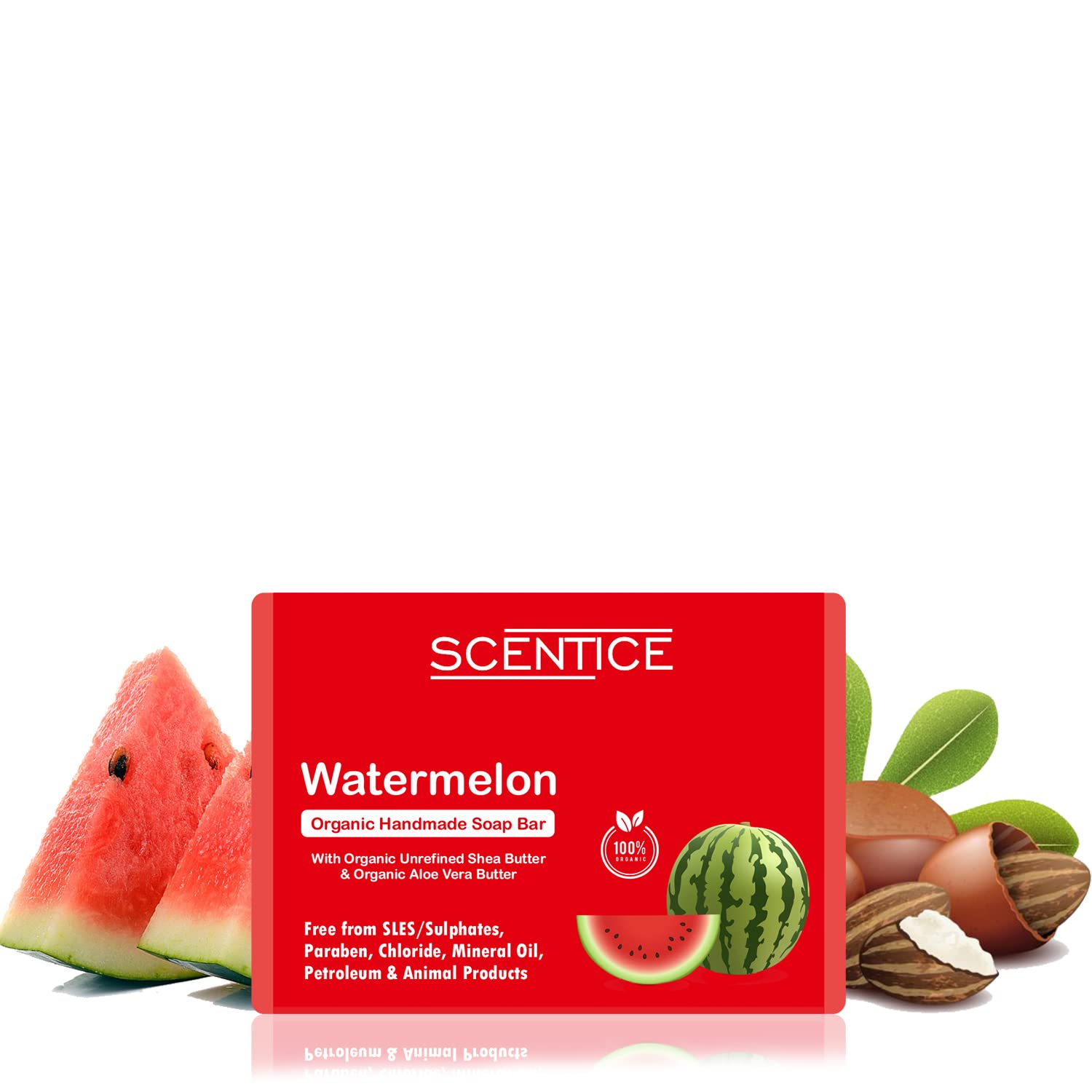 Scentice Watermelon Organic Handmade Soap | Moisturizing & Hydrating Bath Bar | 100g | Perfect for Dry Skin Care & Relaxing Bath Time