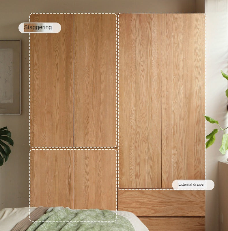 Oak Solid Wood Sectional Wardrobe - Spacious Modular Closet Organizer for Bedroom & Walk-in Closets | Durable Storage Solution for Clothes, Shoes & Accessories