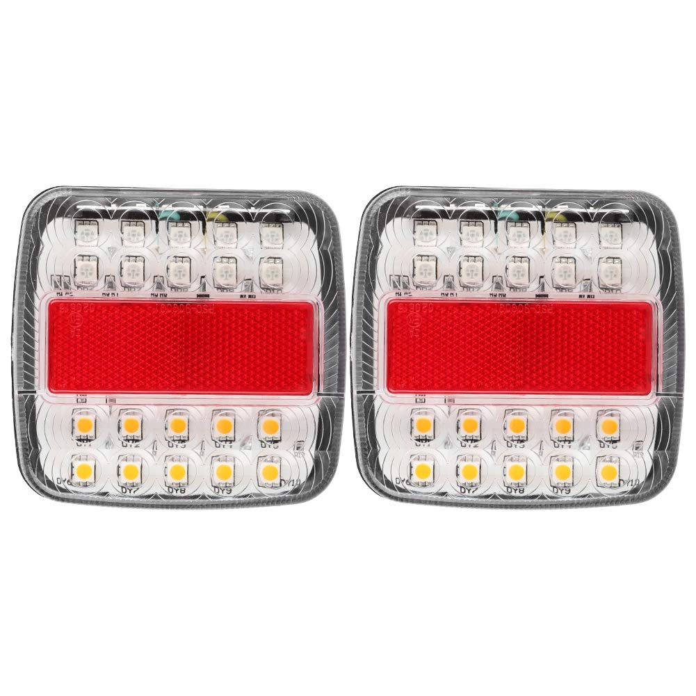 Ymiko LED Tail Lights 2Pcs - 12V/24V 20LED Red/White Double Color Rear Lights for Trailer Truck (White Lamp Cover) - Durable Waterproof Brake Lights for Semi Trucks, Trailers & Heavy Duty Vehicles