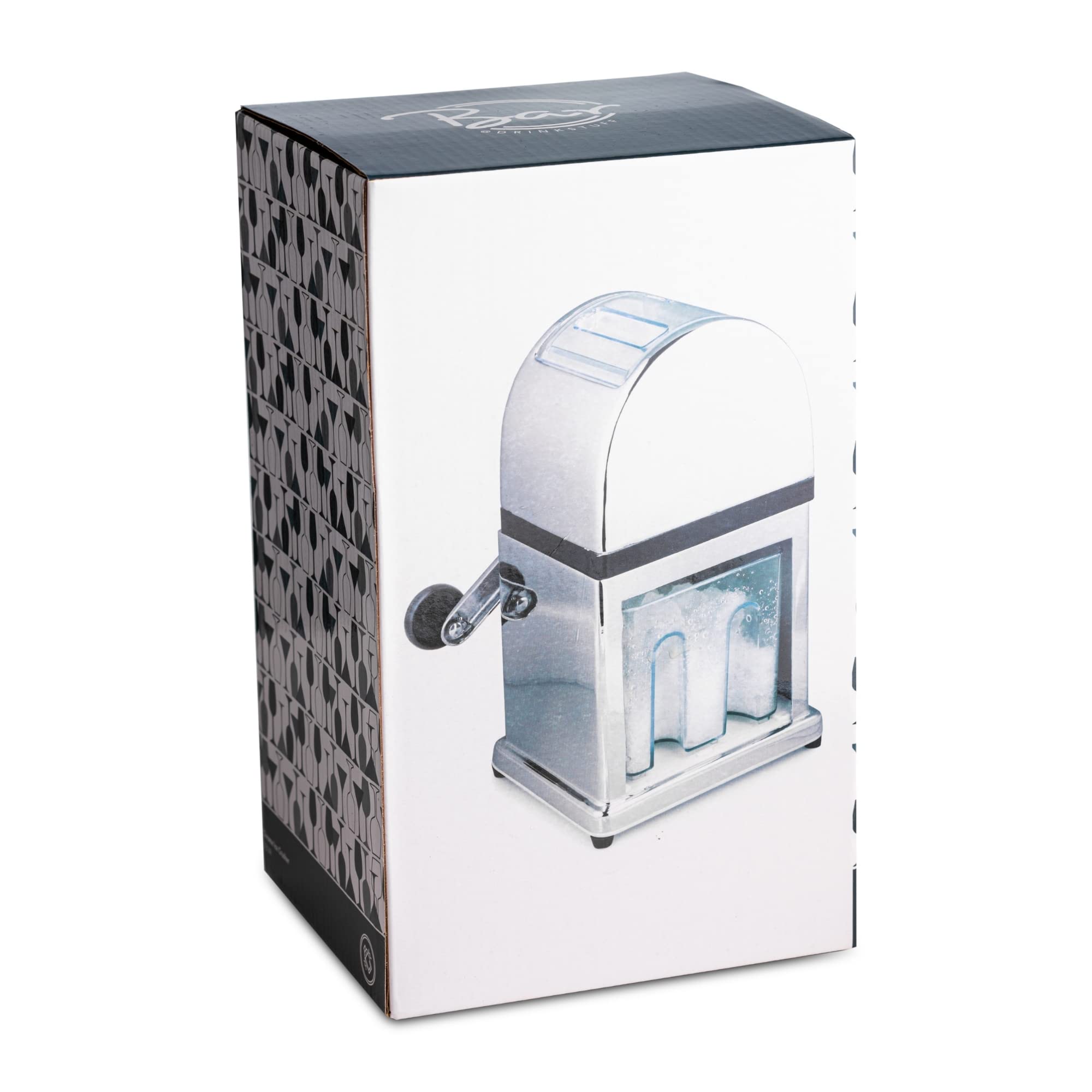 Chrome Manual Ice Crusher with Ice Tray & Scoop - Ice Grinder & Chopper for Cocktails, Smoothies & Home Bars - Perfect for Parties & Kitchen Use